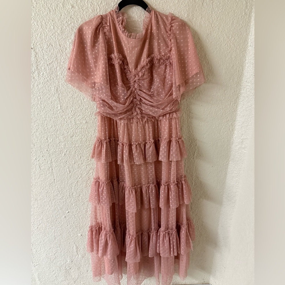 Polka Dot Ruffle Midi Dress